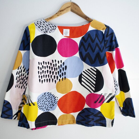 IKEA Nedja Fabric Hand Sewn Swedish 3/4 Sleeve Cotton Canvas Esme Top 8 - Picture 5 of 6